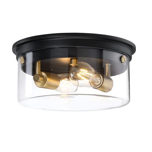 allen   roth Fenland 1-Light 12-in Matte Black Led, Flush Mount Light