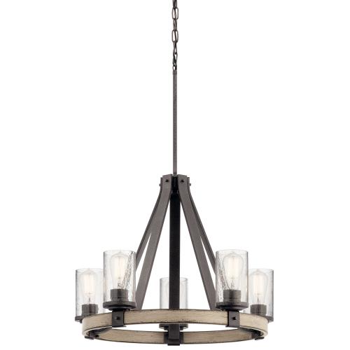 Kichler Barrington 5-Light Distressed Gray Rustic Chandelier (broken glass)