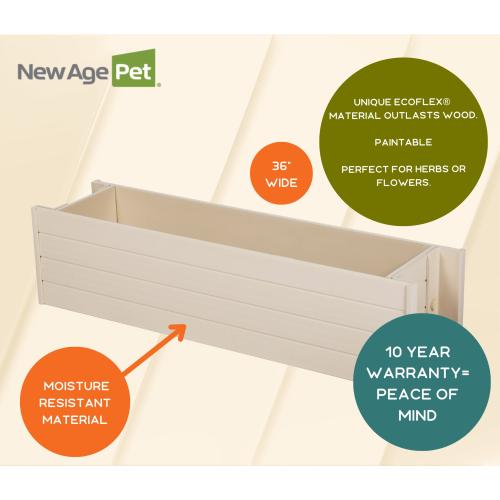 New Age Garden Rectangle 7.3-in W Medium Off-white Mixed/Composite Outdoor Window box with Drainage Holes