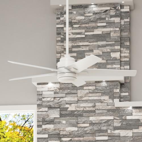 Harbor Breeze Flanagan II 52-in White with White/Driftwood Blades Color-changing Indoor Ceiling Fan with Light and Remote (5-Blade) - blacks are chipped