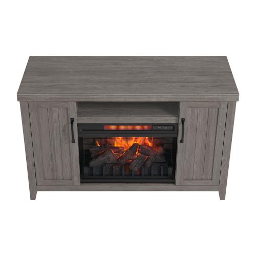 Style Selections 48-in W Iron Oak Infrared Quartz Electric Fireplace