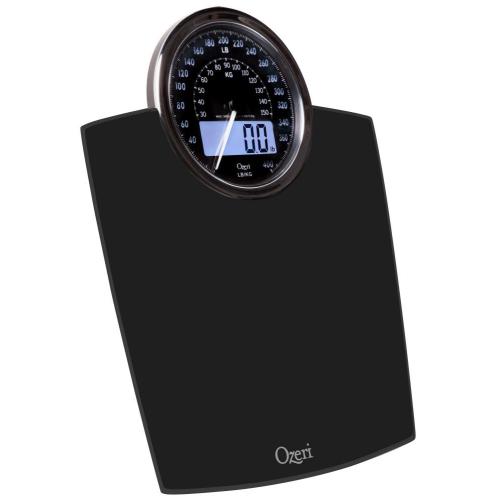 Ozeri 400-lb (180 kg) Rev Electro Mechanical 50 gram Sensor Digital Black Bathroom Scale
