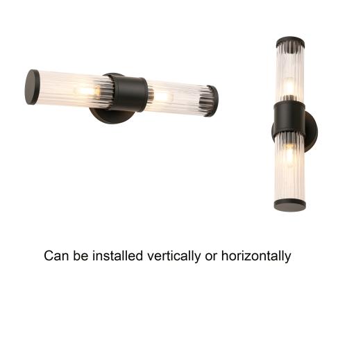 allen   roth Modesto 5-in 2-Light Matte Black Modern/Contemporary Vanity Light