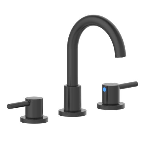 Project Source Matte Black Widespread 2-Handle WaterSense Bathroom Sink Faucet with Drain