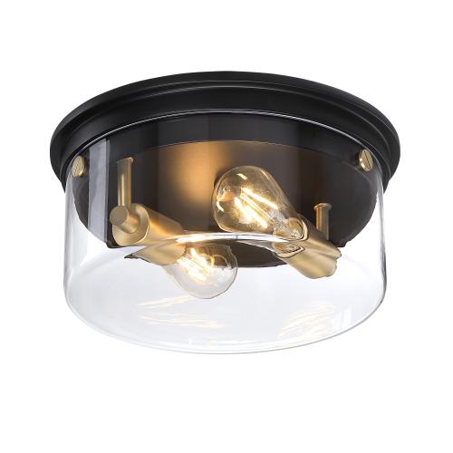 allen   roth Fenland 1-Light 12-in Matte Black Led, Flush Mount Light