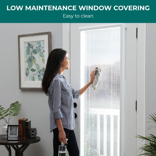 ODL Add on blind 0.59-in Slat Width 20-in x 64-in Cordless White Aluminum Light Filtering Mini-blinds
