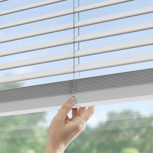 LEVOLOR Trim Go 2-in Slat Width 35-in x 48-in Cordless White Faux Wood Room Darkening Horizontal Blinds