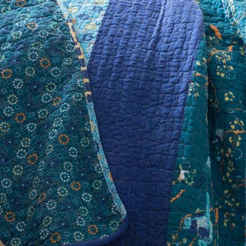 Lush Decor Peacock Stripe Reversible King Quilt Cotton with (Fill)
