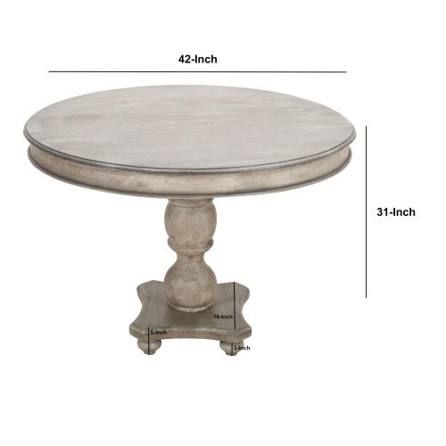 Benzara Washed White and Gray Round Contemporary/Modern Dining Table, Wood Base 42-in L x 31-in H (NO TEST)