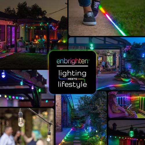 Enbrighten 40-ft Plug-in Black Indoor/Outdoor String Light with 20 Color Changing-Light LED Edison Bulbs