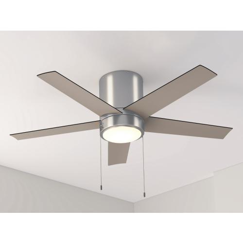 Harbor Breeze Quonta 52-in Brushed Nickel with Matte Black/Brushed Nickel Blades Integrated LED Indoor Flush Mount Ceiling Fan with Light (5-Blade)