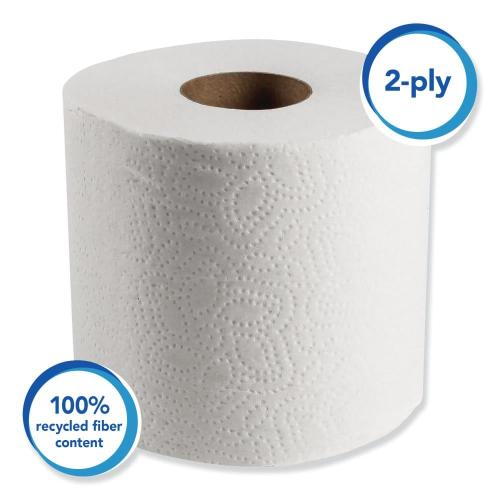 Set of 10 SCOTT Essential 100% Recycled Fiber SRB Bathroom Tissue - Biodegradable, Septic Safe, 2-Ply, White - Eco-Friendly Toilet Paper - 506 Sheets/Roll, 80 Rolls/Carton
