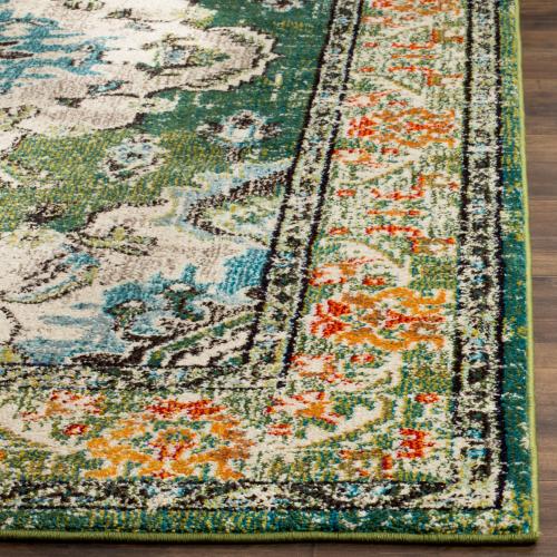 Safavieh Monaco Mahal 2 X 6 (ft) Forest Green/Light Blue Indoor Distressed/Overdyed Oriental Runner Rug