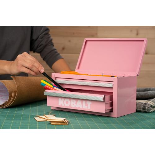 Kobalt Mini 10.83-in W x 5.91-in H x 5.91-in D 2-Drawer Pink Steel Tool Box