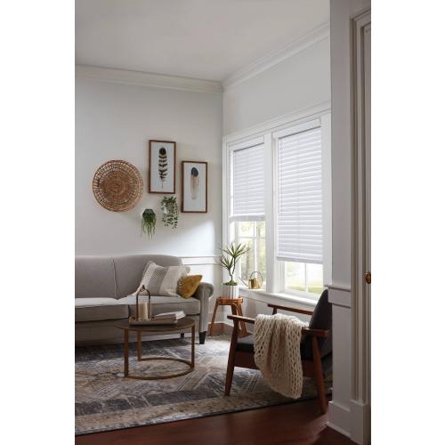 allen   roth Trim at Home 2-in Slat Width 52-in x 64-in Cordless White Faux Wood Room Darkening Horizontal Blinds