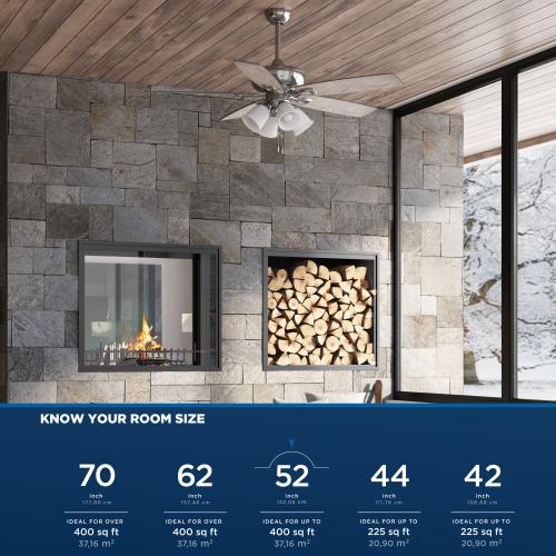 Harbor Breeze Notus 52-in Brushed Nickel with Driftwood/Sienna Blades LED Indoor Ceiling Fan with Light (5-Blade)