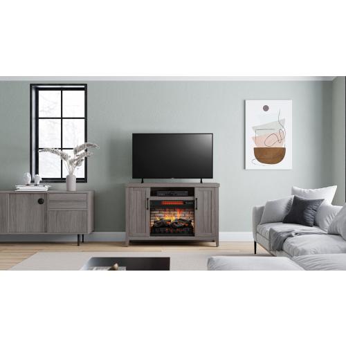 Style Selections 48-in W Iron Oak Infrared Quartz Electric Fireplace