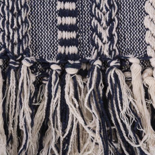 Size medium Color Blue and grey DII Navy Braided Stripe Throw - Woven Cotton Throw Blanket - Machine Washable - Blue - Versatile and Durable - Perfect for Home Decor and Gifting