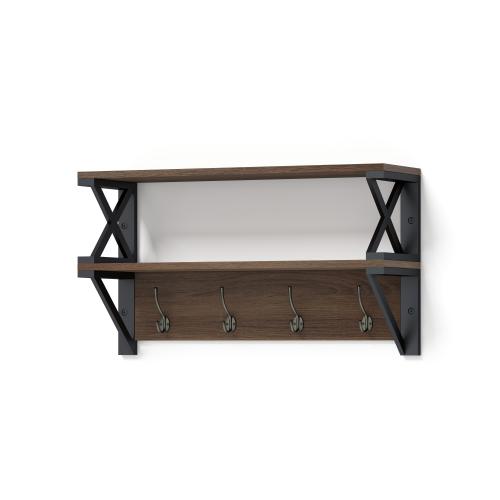 allen   roth 28-in L x 8-in D x 15.5-in H Brown Rectangular Floating Shelf (2 Shelves)
