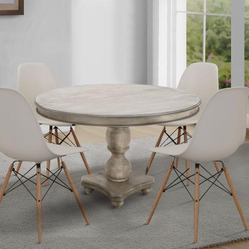 Benzara Washed White and Gray Round Contemporary/Modern Dining Table, Wood Base 42-in L x 31-in H (NO TEST)