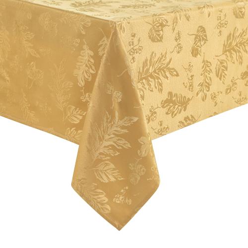 Elrene Home Fashions Elegant Woven Leaves Jacquard Damask 60x84 Indoor Gold Table Cover for 6-ft rectangle