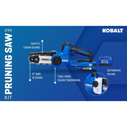 Kobalt 24-volt 6-in Brushless Battery 2 Ah Chainsaw (Battery and Charger Included)