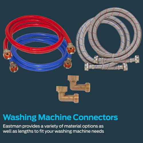EASTMAN 2-Pack 6-ft 3/4-in FHT Inlet x 3/4-in FHT Outlet Stainless Steel Washing Machine Connector