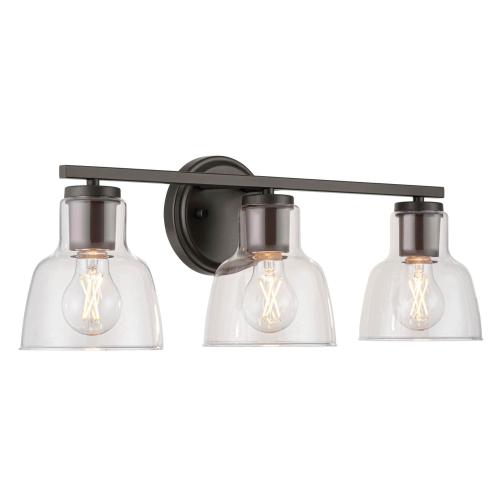 allen   roth Irvine 23-in 3-Light Matte Bronze Transitional Vanity Light