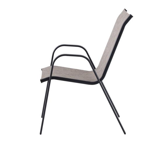 Style Selections Pelham Bay Woven Stackable Black Metal Frame Stationary Dining Chair with Tan Sling Seat