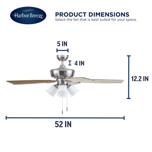 Harbor Breeze Notus 52-in Brushed Nickel with Driftwood/Sienna Blades LED Indoor Ceiling Fan with Light (5-Blade)