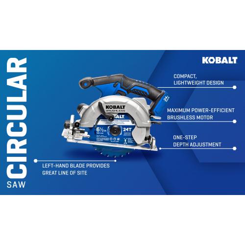 Kobalt Next-Gen 24-volt 6-1/2-in Brushless Cordless Circular Saw (Bare Tool)