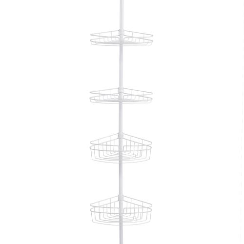 Kenney Kenney 4-Tier Spring Tension Shower Corner Pole Caddy with Razor Holder, White
