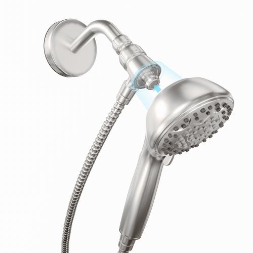 allen   roth Galway 6-Settings Brush Nickel 6-in Round Handheld Shower Head 1.8 GPM