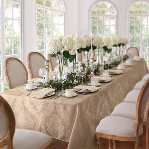 Elrene Home Fashions Barcelona Jacquard Damask 60x144 Indoor Beige (Ecru) Table Cover for 8-ft rectangle