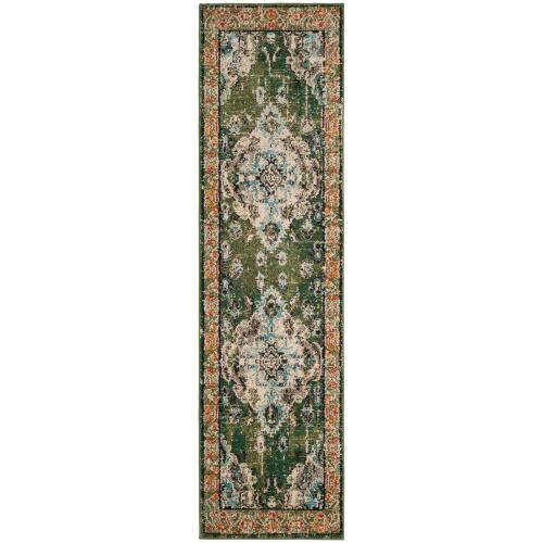 Safavieh Monaco Mahal 2 X 6 (ft) Forest Green/Light Blue Indoor Distressed/Overdyed Oriental Runner Rug