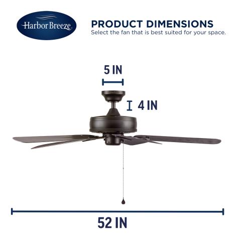 Harbor Breeze Calera 52-in Bronze with Aged Bronze Blades Indoor/Outdoor Ceiling Fan Light Kit Compatible (5-Blade)