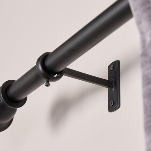 allen   roth Kirby 72-in to 144-in Matte Black Steel Single Curtain Rod with Finials