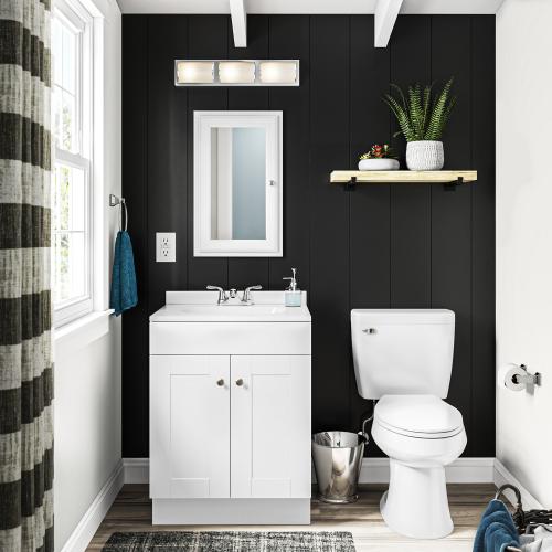 Project Source 24-in White Single Sink Bathroom Vanity with White Cultured Marble Top