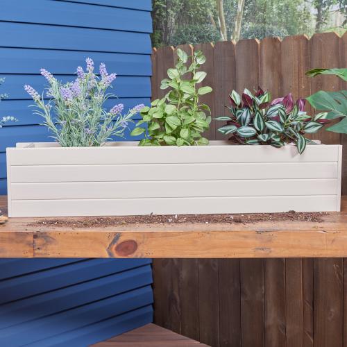 New Age Garden Rectangle 7.3-in W Medium Off-white Mixed/Composite Outdoor Window box with Drainage Holes