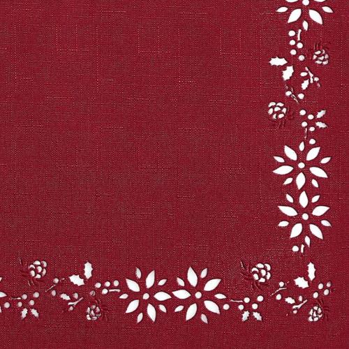 Elrene Home Fashions Poinsettia Noel Laser Cut 4-Pack Red Polyester Square Napkin(s)