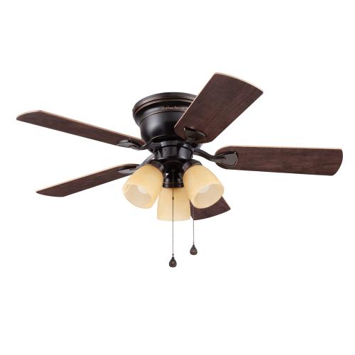 Harbor Breeze Centreville 42-in Flush Mount Oil-Rubbed Bronze with Auburn/Mink Blades Ceiling Fan With Light ( 5 -Blade )
