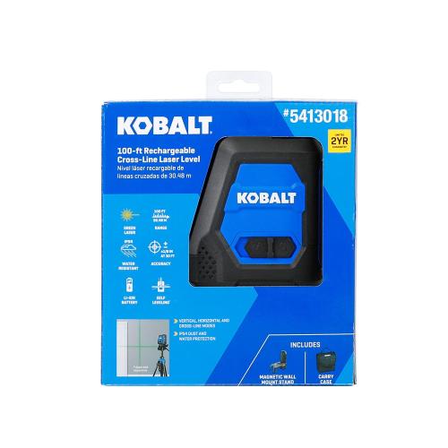 Kobalt 100-ft Self-Leveling Indoor/Outdoor Cross Beam Cross-line Laser Level (Accessories Included)
