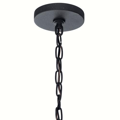 Kichler Barrington 4-Light Distressed Black and Wood Tone Rustic Seeded Glass Globe Medium Hanging Pendant Light