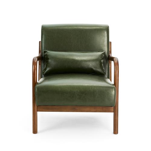 Glitzhome Casual Green Faux Leather Accent Chair