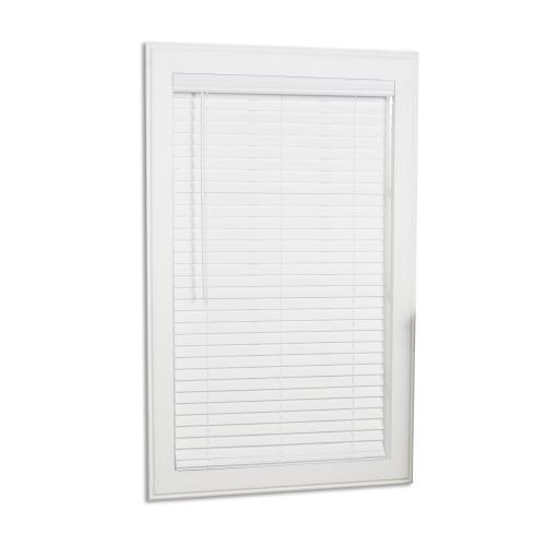 allen   roth Trim at Home 2-in Slat Width 52-in x 64-in Cordless White Faux Wood Room Darkening Horizontal Blinds