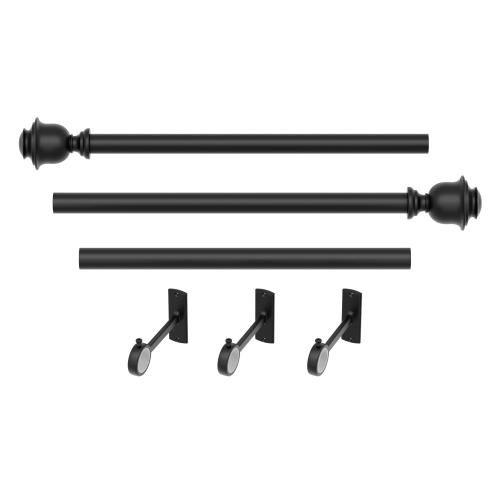allen   roth Kirby 72-in to 144-in Matte Black Steel Single Curtain Rod with Finials