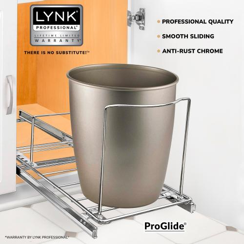 Lynk Professional 10.1-in W x 11.25-in H x 20.25-in D 1-Tier Cabinet-mount Silver/Chrome Metal Pull-out Under-sink Organizer