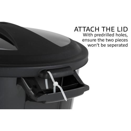 Project Source 32-Gallon Black Plastic Outdoor Detached Lid Trash Can