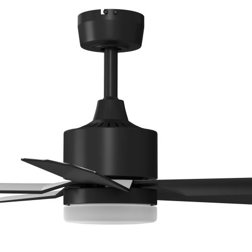 Harbor Breeze Reidsport 44-in Matte black Color-changing Integrated LED Indoor/Outdoor Downrod or Flush Mount Ceiling Fan with Light and Remote (5-Blade)