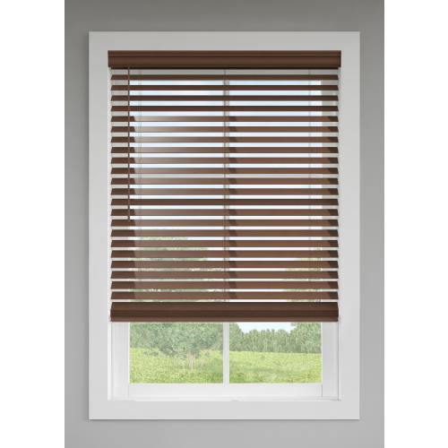 LEVOLOR Trim Go 2-in Slat Width 35-in x 64-in Cordless Walnut Faux Wood Room Darkening Horizontal Blinds